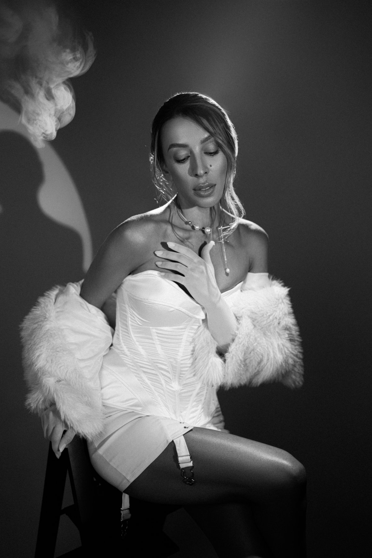 Fashion editorial — black & white ballet pose by Mariya Harley London